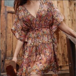 Anthropologie Rujuta Sheth Marie Cinch Kaftan Floral Dress One-Size Flowy